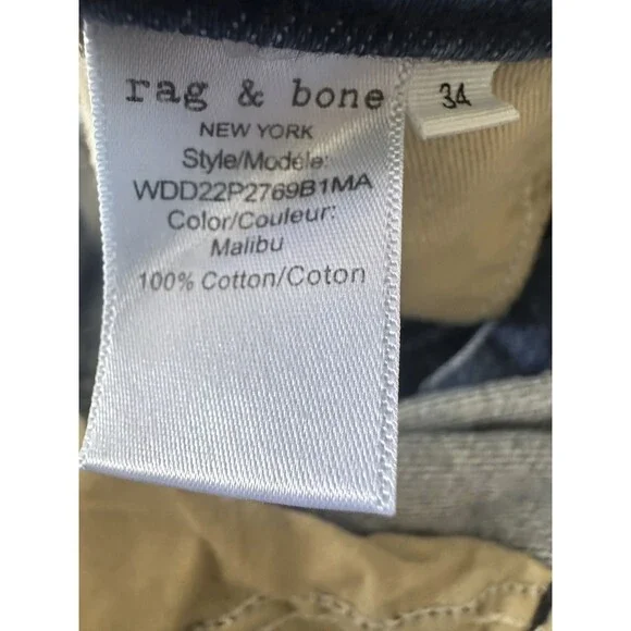 Rag & Bone Rosa Mid-Rise Boyfriend Jeans in Malibu Blue Denim Button Fly Size 34 - Picture 10 of 16